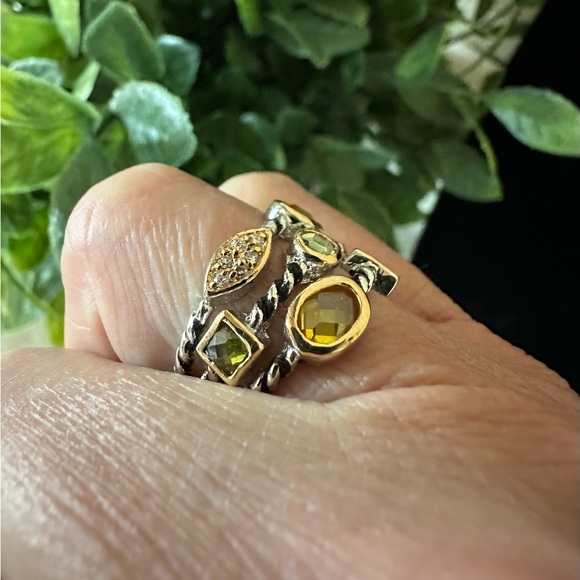 Park Lane “All That” Ring. Three Silver Twisted Strand With Unique Stones. 6 1/2 - Picture 2 of 8